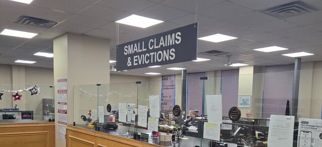 The Small Claims & Evictions counter at the Tulsa County Courthouse